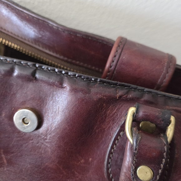 Brahmin leather satchel 13" by 8" Chocolate Brown VTG - Picture 8 of 11